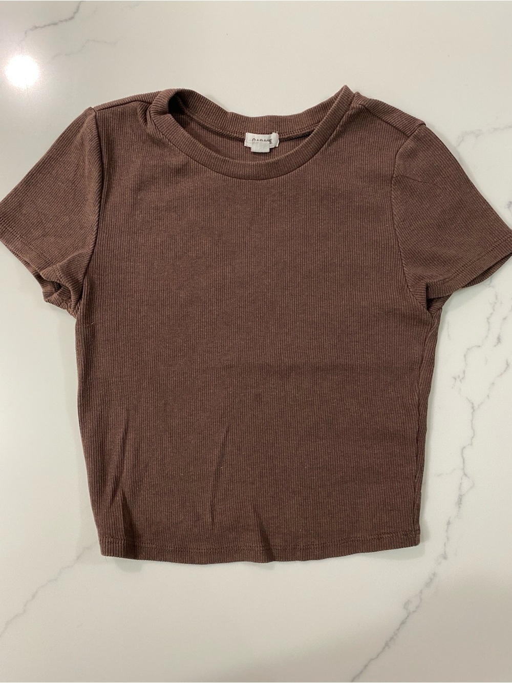Garage Brown Ribbed Short Sleeve Baby Tee